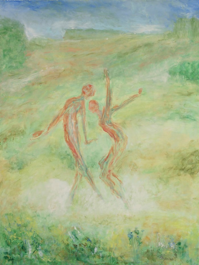 A Couple Dancing, oil on paper, 34x28 inches, by Marius Starkey