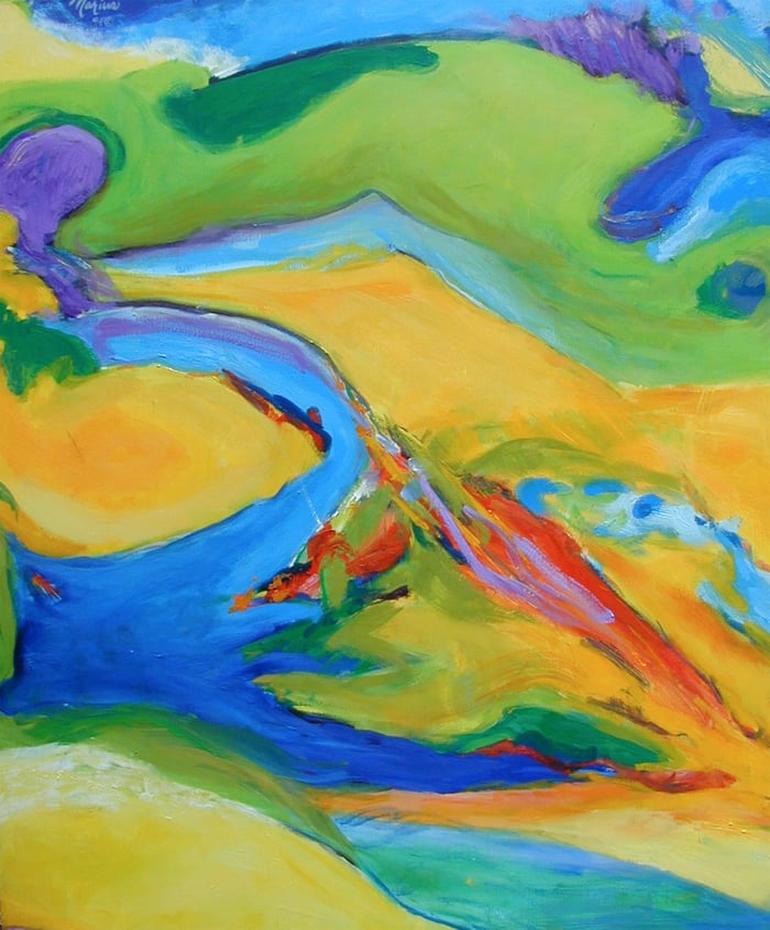 Abstract Land, oil on canvas, 48x60 inches, by Marius Starkey