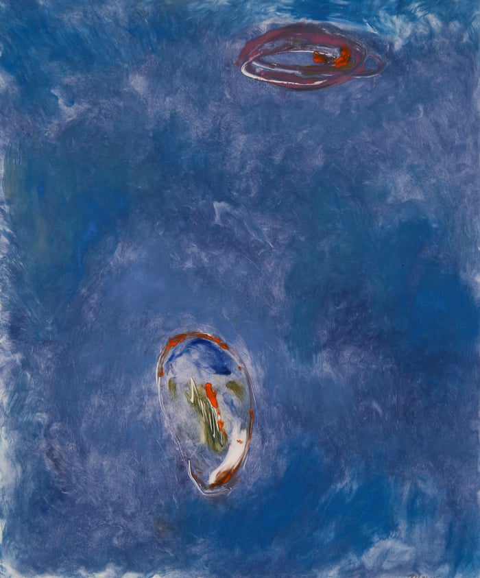 Blue Top, monotype, 32x24 inches, by Marius Starkey
