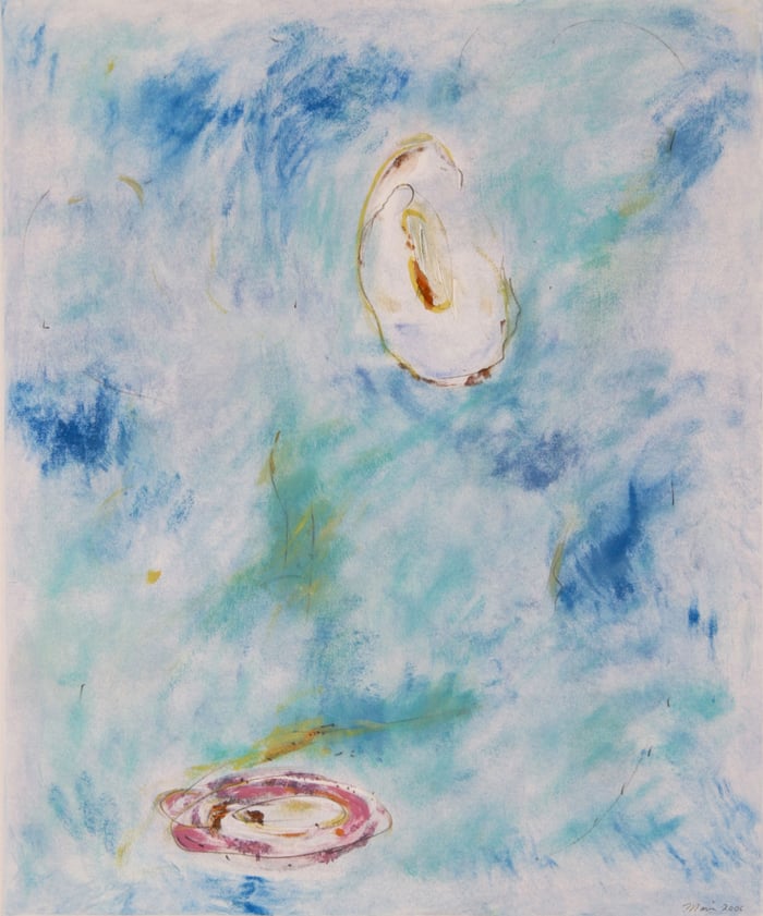 Blue Top No2, monotype, 30x24 inches, by Marius Starkey