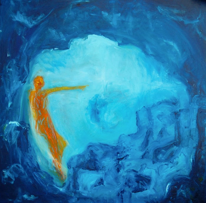 Follow The Light, oil on canvas, 42x42 inches, by Marius Starkey