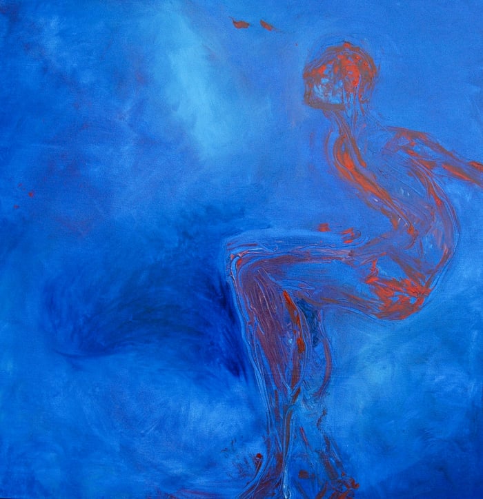 Ready To Jump, oil on canvas, 44x44 inches, by Marius Starkey