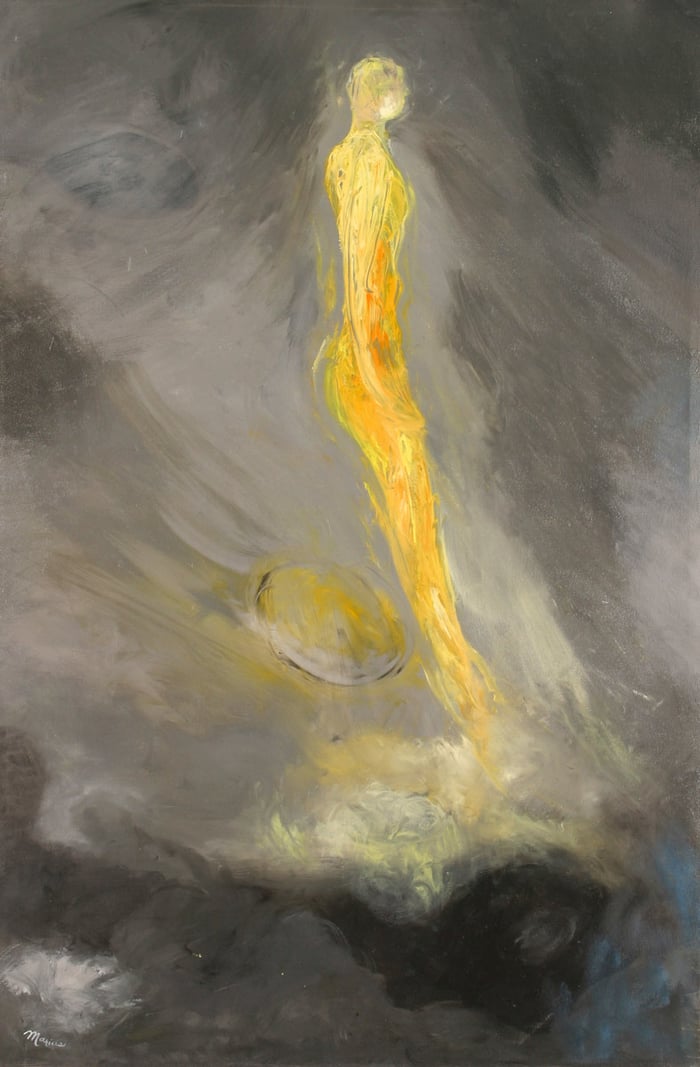 Rising Spirit, oil on canvas, 72x42 inches, by Marius Starkey