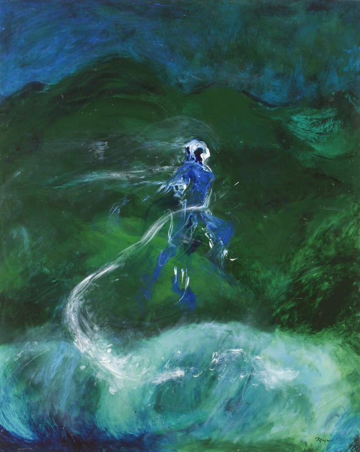Running, oil on canvas, 60x48 inches, by Marius Starkey