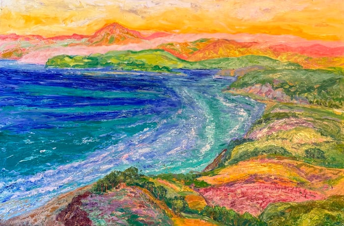 Stinson Beach, oil on canvas, 60x40 inches, by Marius Starkey