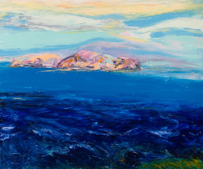 Ocean Island, oil on canvas, 42x60 inches, by Marius Starkey