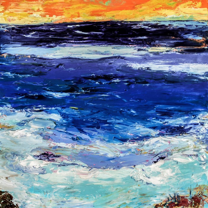 San Francisco Waves, oil on canvas, 42x42 inches, by Marius Starkey