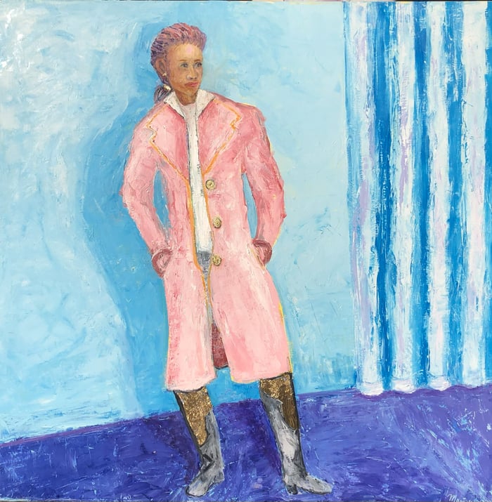 In Golden Boots, oil on board, 36x36 inches, by Marius Starkey