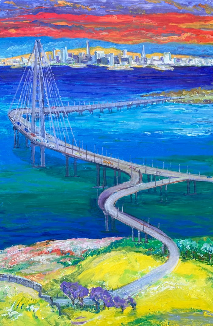 Bay Bridge, oil on canvas, 40x60 inches, by Marius Starkey