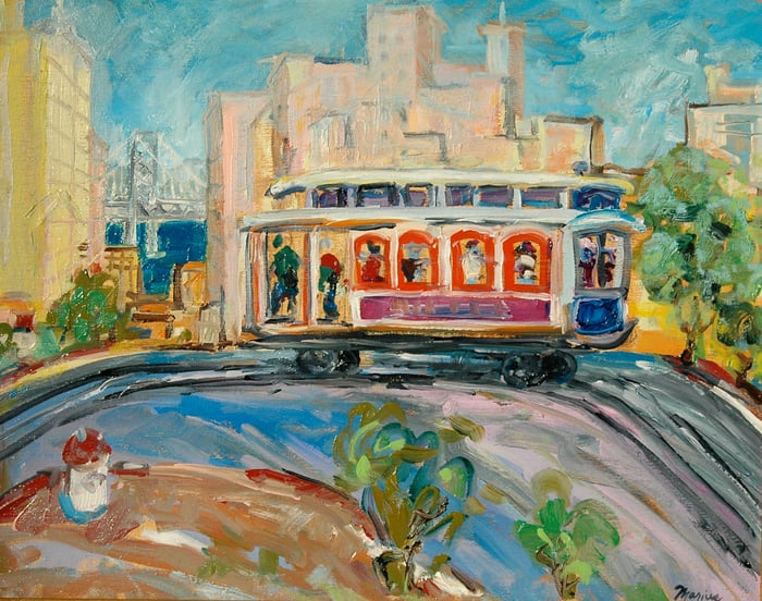 Powell Street Car, oil on canvas, 16x20 inches, by Marius Starkey