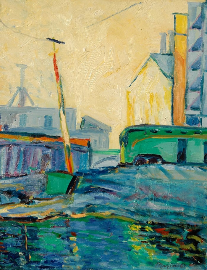 San Francisco Docks, oil on canvas, 14x20 inches, by Marius Starkey